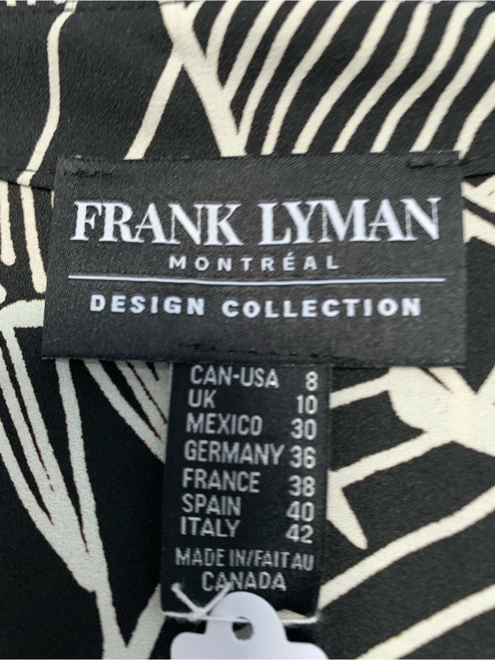 Frank Lyman Design Black and White Leaf Tie-Front Blouse - Picture 6 of 6